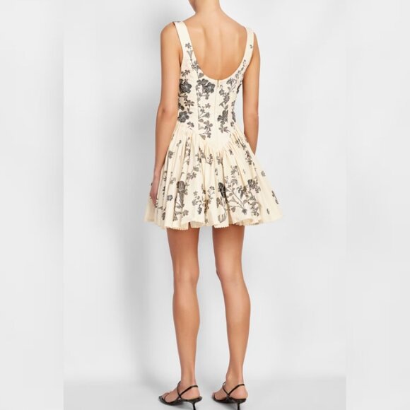 Agua By Agua Bendita Pluma Guayacan appliquéd gathered printed Cotton Mini Dress - Picture 3 of 12